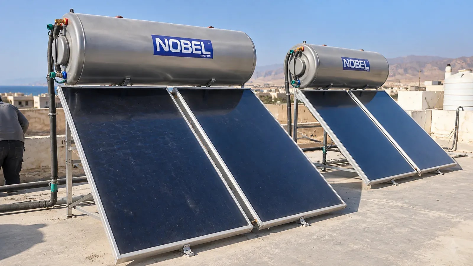 Illustrative solar water heating systems installation in Red Sea Governorate.